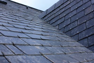 Slate Roof Repair in Progress
